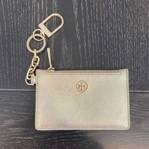 Gold Tory Burch key and card holder